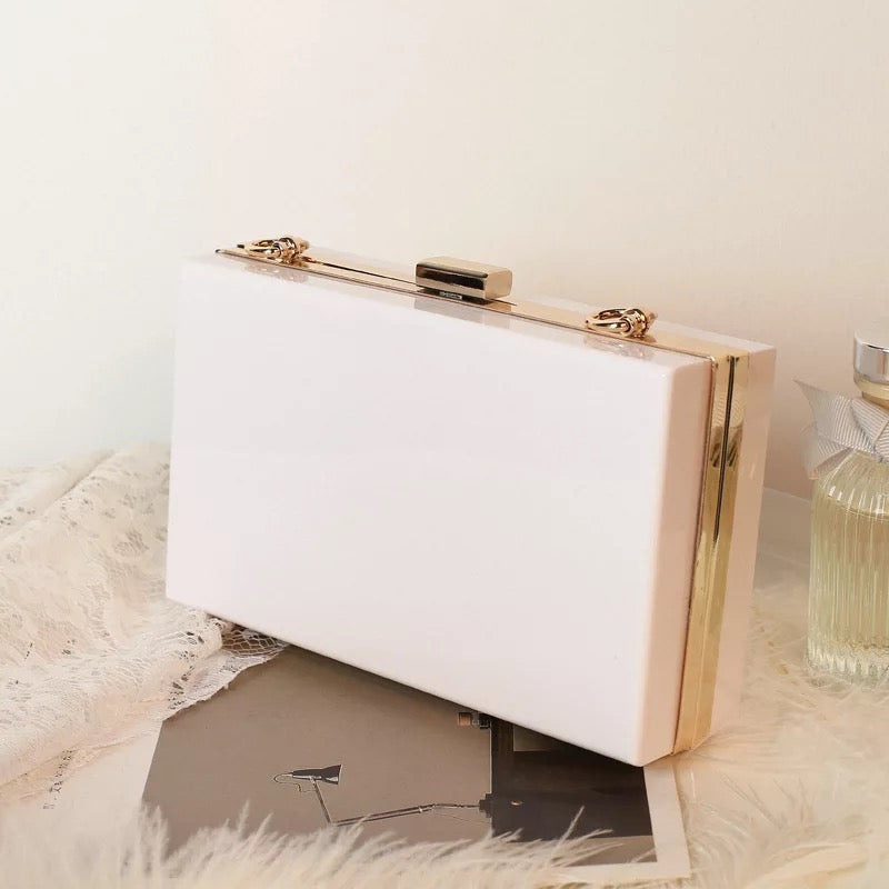 Clear bridal clutch bag
