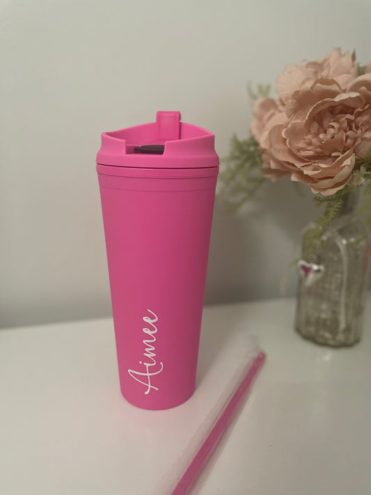 Travel tumbler with straw