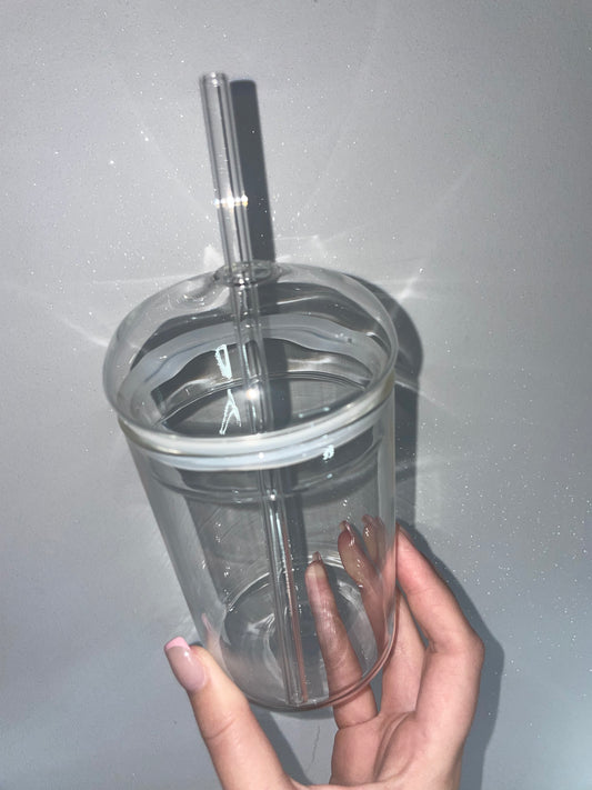 Glass straw cup