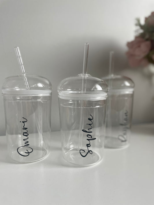 Glass straw cup