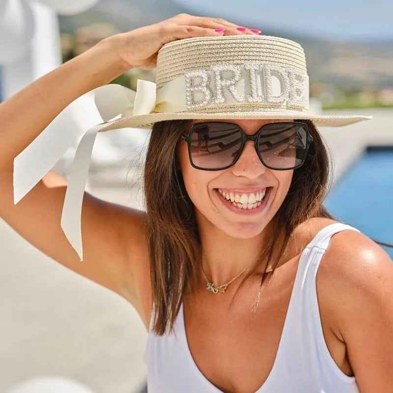bride bow sun hat