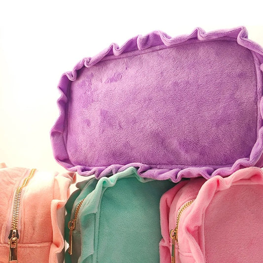 Frill velvet pouches