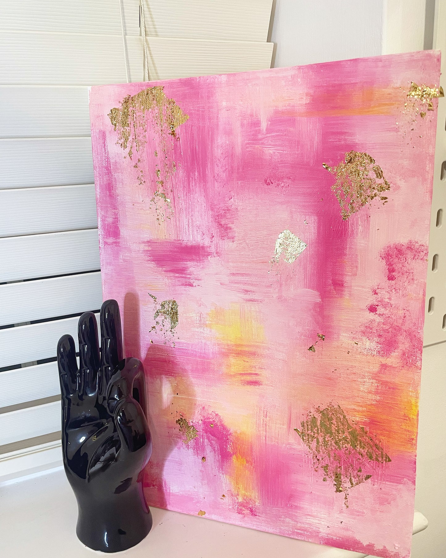 Pink abstract hand painted canvas